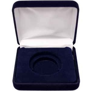Dark Blue Velvet Clamshell Gift Box for 1oz Medallions and Rounds Dark Blue Velvet Clamshell Gift Box for 1oz Medallions and Rounds