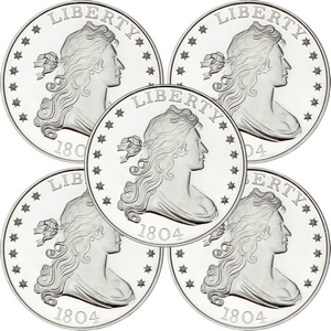1804 Dollar Replica 1oz .999 Silver Medallion 5pc 1804 Dollar Replica 1oz .999 Silver Medallion 5pc