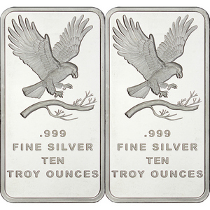 SilverTowne Trademark Eagle 10oz .999 Silver Bar 2pc SilverTowne Trademark Eagle 10oz .999 Silver Bar 2pc