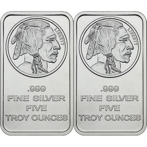 Buffalo Replica 5oz .999 Silver Bar 2pc Buffalo Replica 5oz .999 Silver Bar 2pc