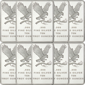 SilverTowne Trademark Eagle 10oz .999 Silver Bar 10pc