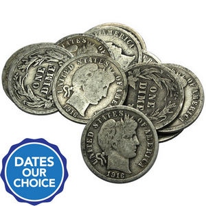 10pc Circulated Silver Barber Dime Grab Bag Dates Our Choice 10pc Circulated Silver Barber Dime Grab Bag Dates Our Choice