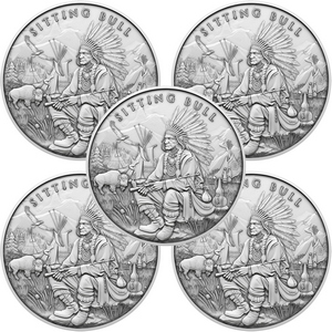 Sitting Bull Legendary Warriors Series 1oz .999 Silver Medallion 5pc Sitting Bull Legendary Warriors Series 1oz .999 Silver Medallion 5pc