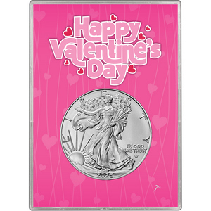 2025 Silver American Eagle BU in Hot Pink Happy Valentine's Day Gift Holder 2025 Silver American Eagle BU in Hot Pink Happy Valentine's Day Gift Holder