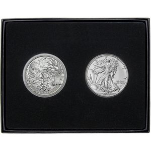 Halloween Graveyard Mummy Silver Medallion and Silver American Eagle 2pc Gift Set
