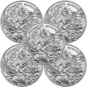 Miyamoto Musashi Legendary Warriors Series 1oz .999 Silver Medallion 5pc