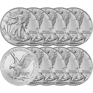 2025 Silver American Eagle BU Coin 10pc in Flips 2025 Silver American Eagle BU Coin 10pc in Flips