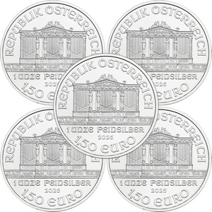 2025 Austria Silver Philharmonic 1oz BU Coin 5pc