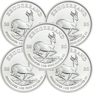 2025 South Africa Silver Krugerrand 1oz BU Coin 5pc 2025 South Africa Silver Krugerrand 1oz BU Coin 5pc