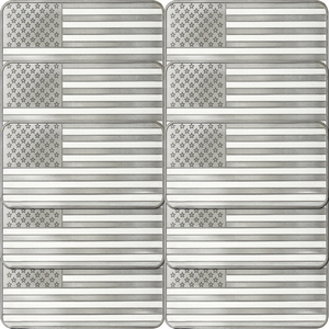 American Flag 10oz .999 Silver Bar 10pc American Flag 10oz .999 Silver Bar 10pc