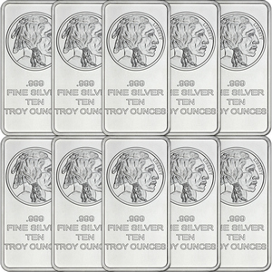 Buffalo Replica 10oz .999 Silver Bar 10pc Buffalo Replica 10oz .999 Silver Bar 10pc