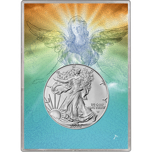 2025 Silver American Eagle BU in Religious Angelic Angel Gift Holder 2025 Silver American Eagle BU in Religious Angelic Angel Gift Holder
