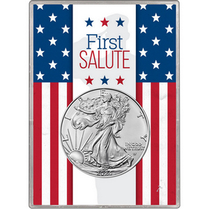 2022 Silver American Eagle BU in Silver Dollar First Salute Gift Holder
