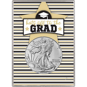 2025 Silver American Eagle BU in Hats Off to the Grad Gift Holder 2025 Silver American Eagle BU in Hats Off to the Grad Gift Holder