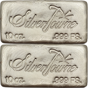 SilverTowne Poured 10oz .999 Silver Bar 2pc SilverTowne Poured 10oz .999 Silver Bar 2pc