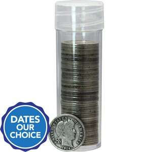 50pc Circulated Silver Barber Dime in Tube $5 FV Dates Our Choice 50pc Circulated Silver Barber Dime in Tube $5 FV Dates Our Choice