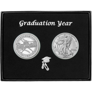 Graduation 2025 Softball Athlete Silver Medallion and Silver American Eagle 2pc Gift Set Graduation 2025 Softball Athlete Silver Medallion and Silver American Eagle 2pc Gift Set