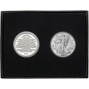 Psalm 23 Silver Medallion and Silver American Eagle 2pc Gift Set Psalm 23 Silver Medallion and Silver American Eagle 2pc Gift Set