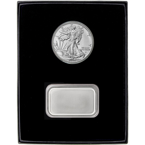 Blank Silver Bar and Silver American Eagle 2pc Gift Set Blank Silver Bar and Silver American Eagle 2pc Gift Set