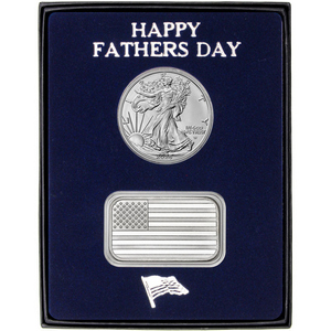 Happy Father's Day American Flag Bar and Silver American Eagle 2pc Gift Set Happy Father's Day American Flag Bar and Silver American Eagle 2pc Gift Set