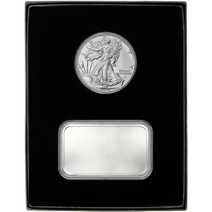 Blank 5oz Silver Bar and Silver American Eagle 2pc Gift Set Blank 5oz Silver Bar and Silver American Eagle 2pc Gift Set