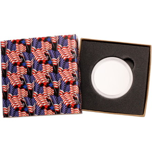 SilverTowne Natural Kraft Paper Gift Box with American Flag Pattern Box Sleeve and Fitted Capsule SilverTowne Natural Kraft Paper Gift Box with American Flag Pattern Box Sleeve and Fitted Capsule
