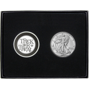 Trick or Treat Silver Medallion and Silver American Eagle 2pc Gift Set