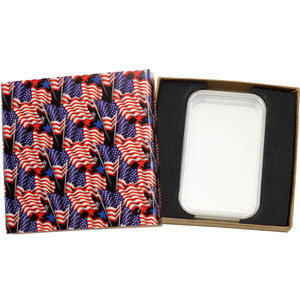 SilverTowne Natural Kraft Paper Gift Box with American Flag Pattern Box Sleeve and 5oz Bar Capsule SilverTowne Natural Kraft Paper Gift Box with American Flag Pattern Box Sleeve and 5oz Bar Capsule