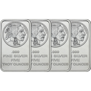 Buffalo Replica 5oz .999 Silver Bar 4pc