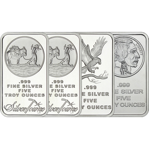 Mixed Designs 5oz .999 Silver Bar 4pc Mixed Designs 5oz .999 Silver Bar 4pc