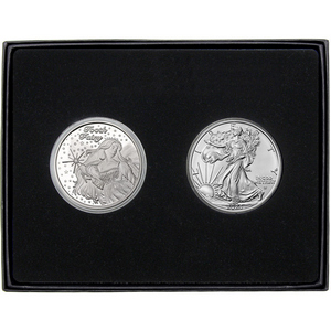 Tooth Fairy Silver Round and Silver American Eagle 2pc Gift Set