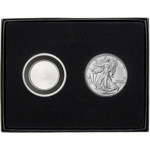 Half Ounce Blank Silver Medallion and Silver American Eagle 2pc Gift Set Half Ounce Blank Silver Medallion and Silver American Eagle 2pc Gift Set