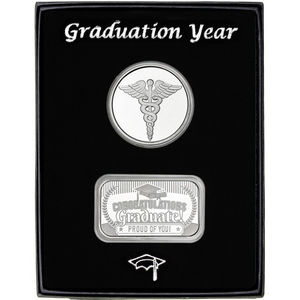 Graduation Year 2025 Silver Bar and Medical Medallion 2pc Gift Set Graduation Year 2025 Silver Bar and Medical Medallion 2pc Gift Set
