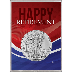 2025 Silver American Eagle BU in Happy Retirement! Gift Holder 2025 Silver American Eagle BU in Happy Retirement! Gift Holder