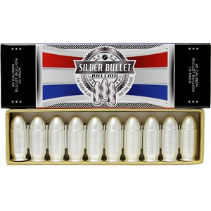 1oz Silver Bullet .45 Caliber Replica 10 Pack SilverTowne Mint 1oz Silver Bullet .45 Caliber Replica 10 Pack SilverTowne Mint