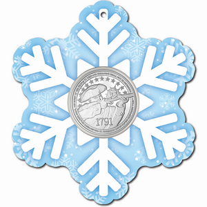Second Amendment 1oz Silver Round in Foam Ornament Snowflake Second Amendment 1oz Silver Round in Foam Ornament Snowflake