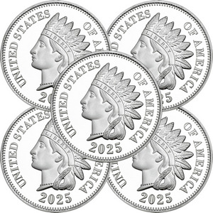 2025 Indian Head Cent Replica 1oz .999 Silver Medallion 5pc 2025 Indian Head Cent Replica 1oz .999 Silver Medallion 5pc