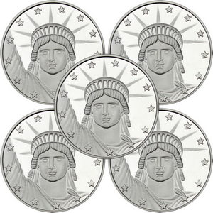 Lady Liberty 1oz .999 Silver Medallion 5pc Lady Liberty 1oz .999 Silver Medallion 5pc