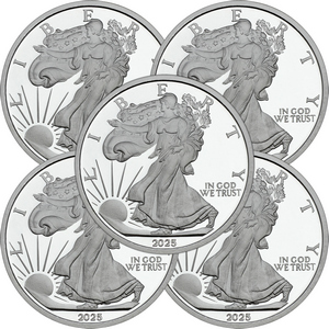 2025 Silver American Eagle Replica 5oz .999 Silver Medallion 5pc 2025 Silver American Eagle Replica 5oz .999 Silver Medallion 5pc