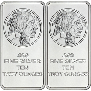 Buffalo Replica 10oz .999 Silver Bar 2pc Buffalo Replica 10oz .999 Silver Bar 2pc