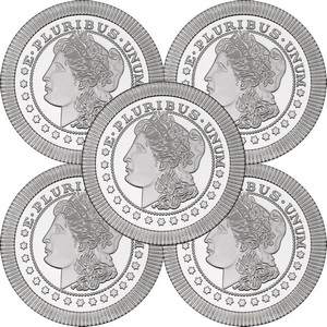 Morgan Dollar Replica Stackables 1oz .999 Silver Medallion 5pc Morgan Dollar Replica Stackables 1oz .999 Silver Medallion 5pc