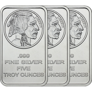 Buffalo Replica 5oz .999 Silver Bar 3pc Buffalo Replica 5oz .999 Silver Bar 3pc