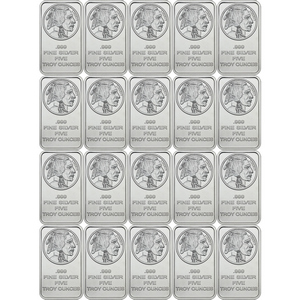 Buffalo Replica 5oz .999 Silver Bar 20pc Buffalo Replica 5oz .999 Silver Bar 20pc