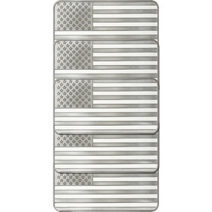 American Flag 10oz .999 Silver Bar 5pc American Flag 10oz .999 Silver Bar 5pc