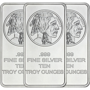 Buffalo Replica 10oz .999 Silver Bar 3pc Buffalo Replica 10oz .999 Silver Bar 3pc