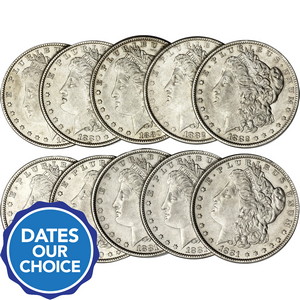 Pre-1921 Morgan Silver Dollars Dates Our Choice XF-AU Condition 10pc
