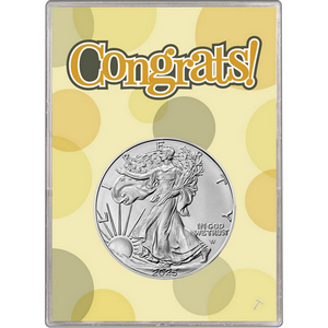 2025 Silver American Eagle BU in Congrats! Gift Holder 2025 Silver American Eagle BU in Congrats! Gift Holder