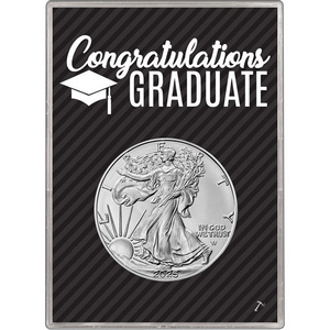 2025 Silver American Eagle BU in Graduation Gift Holder 2025 Silver American Eagle BU in Graduation Gift Holder