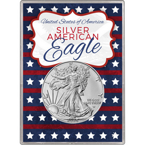 2025 Silver American Eagle BU in Patriotic Stars and Stripes Gift Holder 2025 Silver American Eagle BU in Patriotic Stars and Stripes Gift Holder