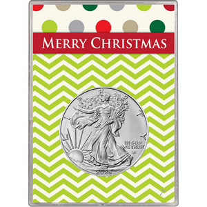 2025 Silver American Eagle BU in Merry Christmas Gift Holder 2025 Silver American Eagle BU in Merry Christmas Gift Holder